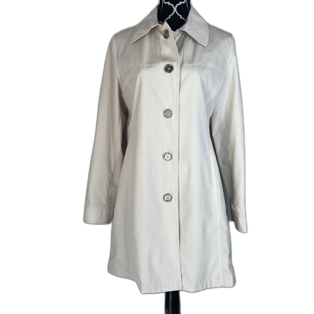 Esprit Cream Color Classic Chic Button Front Lightweight Short Trench Jacket MD